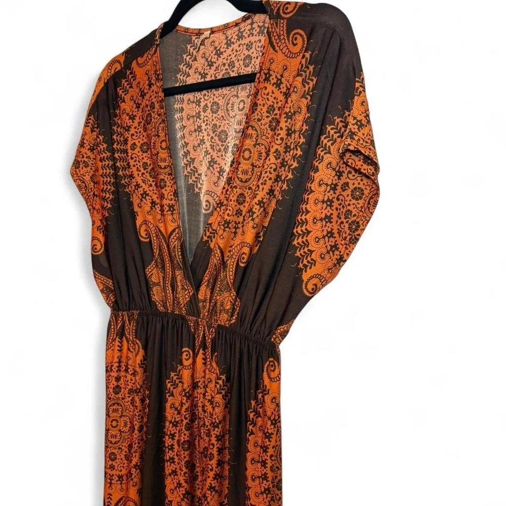 India Boutique Brown Maxi Dress with Orange Medallion Print - Picture 6 of 8